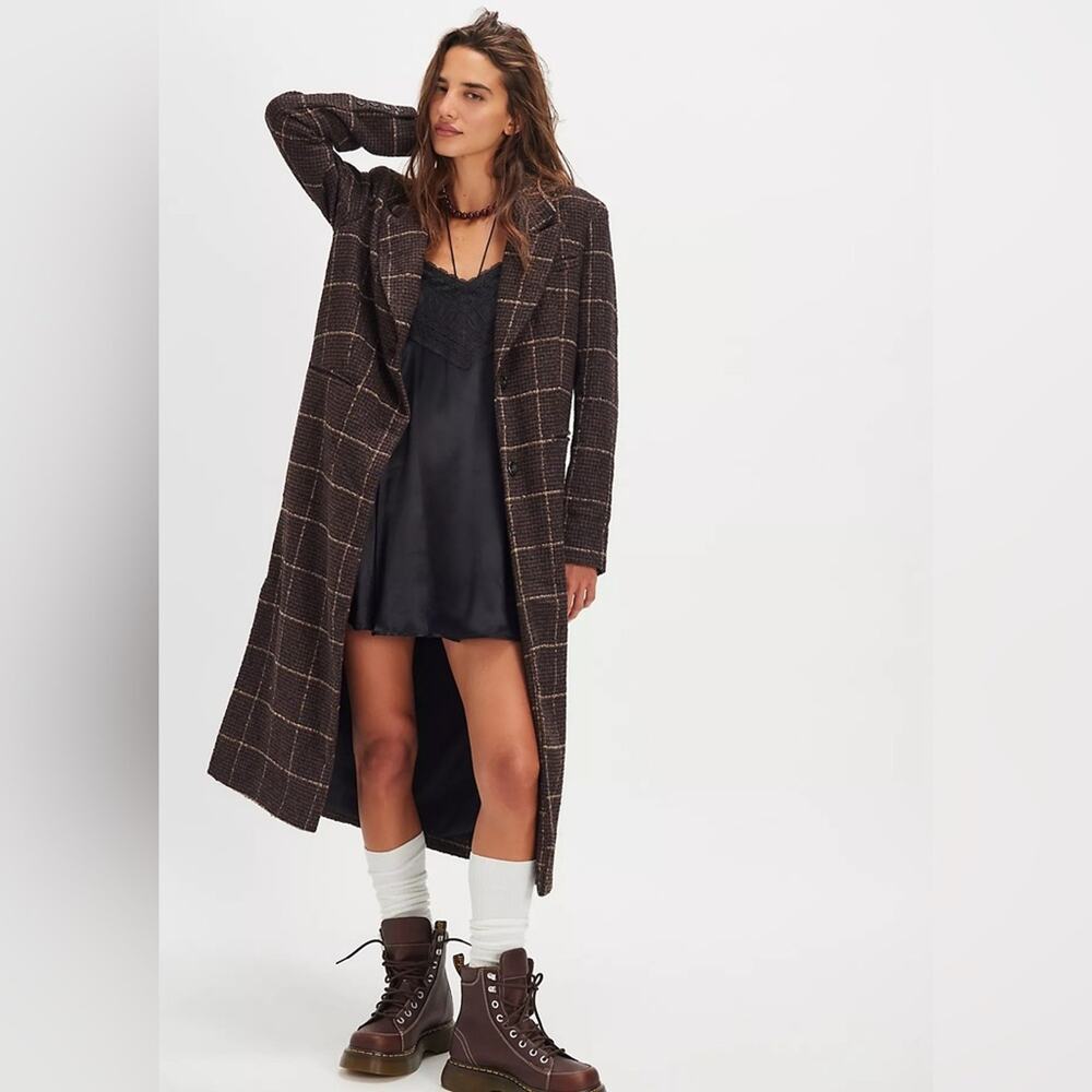Free People Hailey Tweed Duster Chocolate